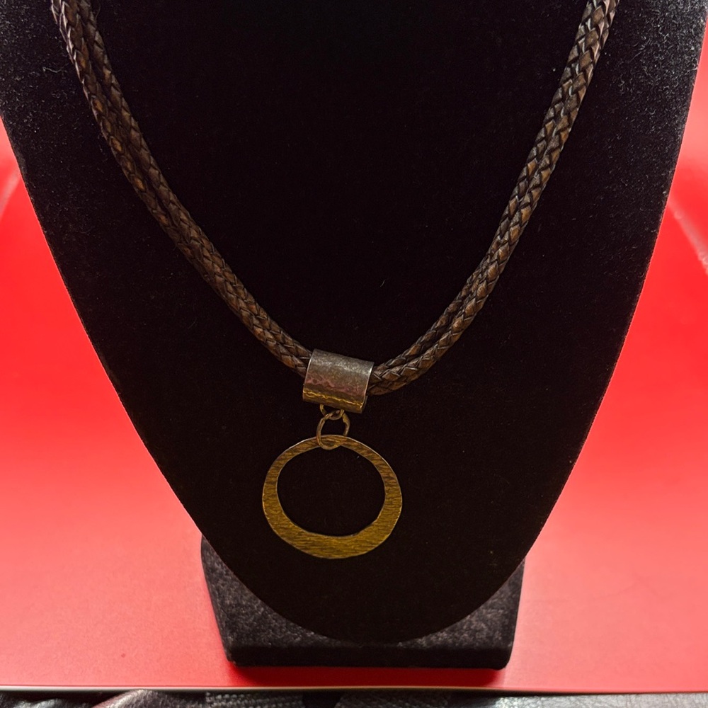 Silpada sterling silver & 3 strand corded Necklace with hammered pendant